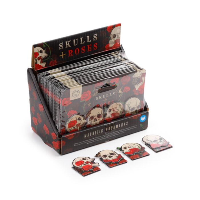 Set cu 4 Semne de Carte Magnetice - Cranii și Trandafiri