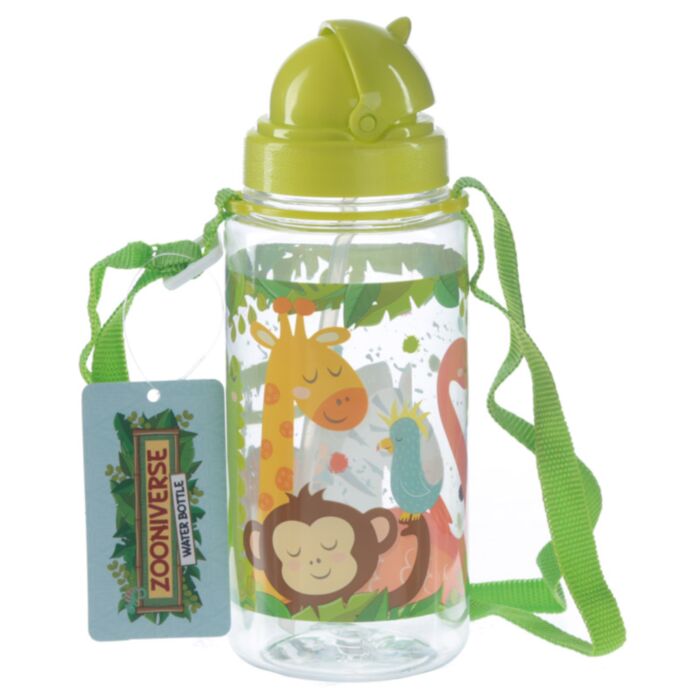 Sticlă pentru Copii cu Pai 450ml - Zooniverse