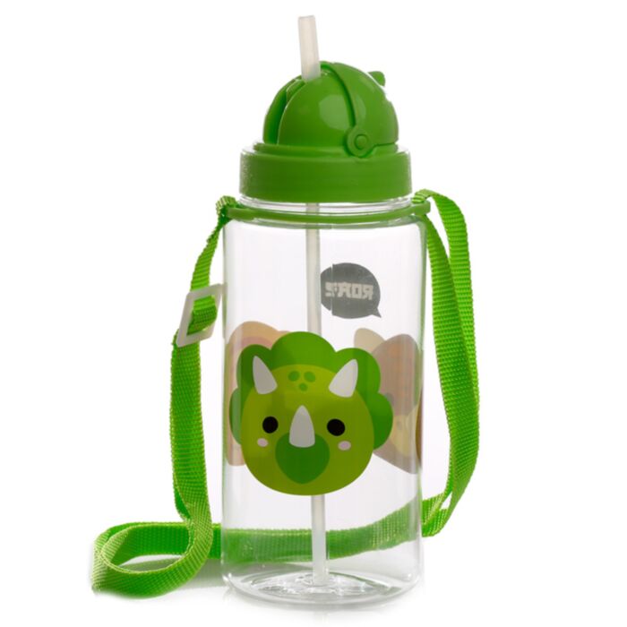Sticlă pentru Copii cu Pai 450ml - Dinosaur - Adoramals