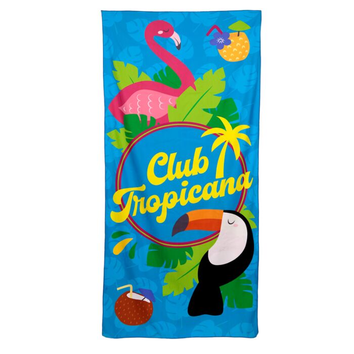 Prosop de plajă în Microfibră - Flamingo și Tucan - Club Tropicana