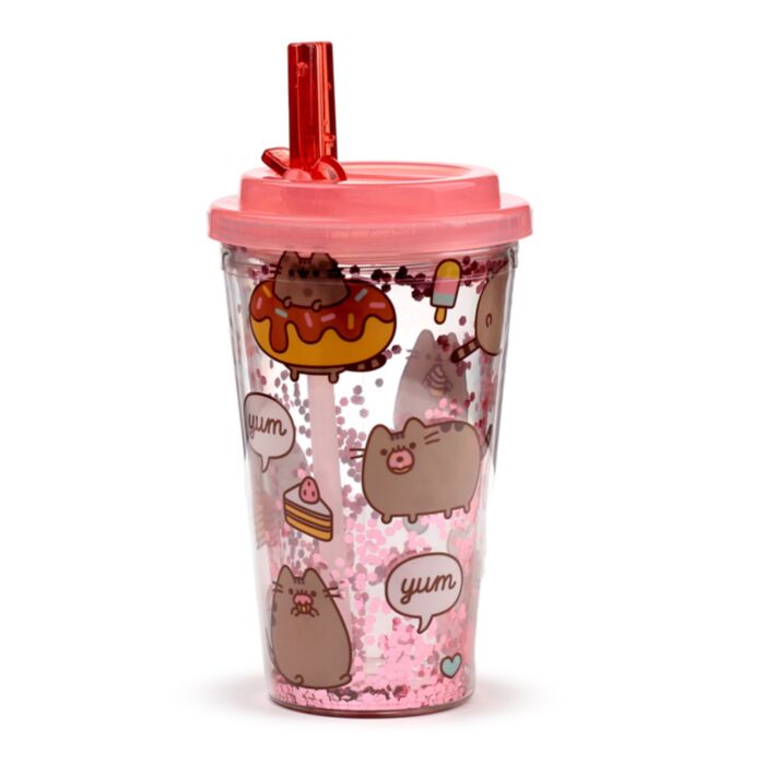 Pahar Rezistent la Spargere cu Pai - Pisica Pusheen - Foodie