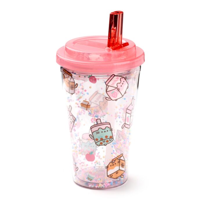 Pahar Rezistent la Spargere cu Pai - Pisica Pusheen - Sips