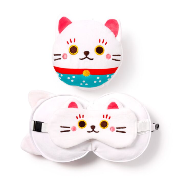 Pernă cu Mască de Ochi Relaxeazzz - Pisica Maneki Neko