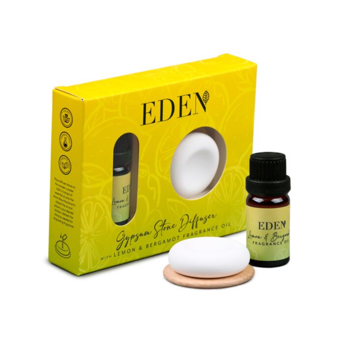 Set Difuzor de Esențe în Cretă cu Ulei Parfumat - Lămâie și Bergamotă - Eden