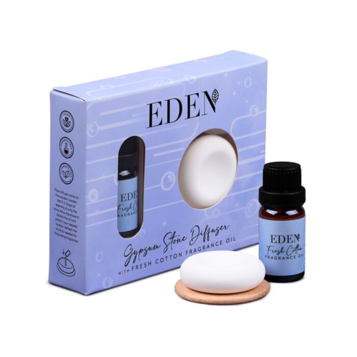 Set Difuzor de Esențe în Cretă cu Ulei Parfumat - Bumbac Spălat - Eden