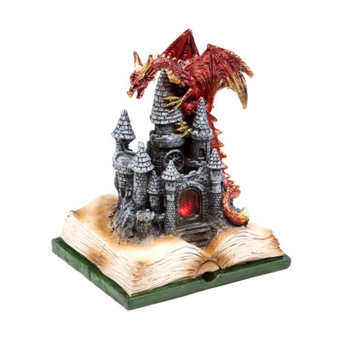 Dragon peste Castel și Carte cu LED - Roșu 