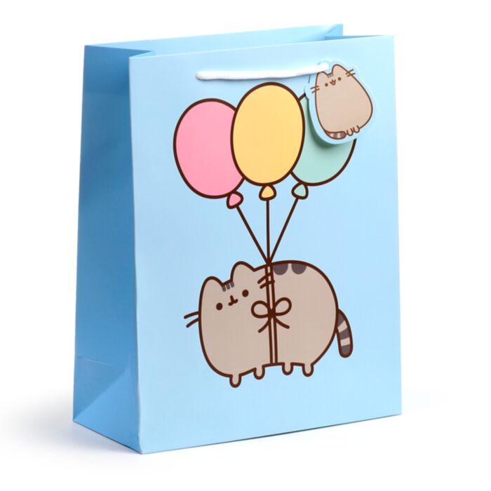 Pungă Cadou - Pisica Pusheen - Baloane - L