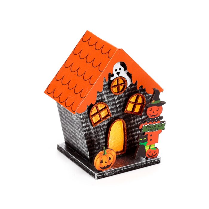 Căsuță Decorativă de Halloween cu LED - Dovleac - Trick or Treat
