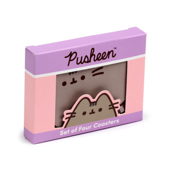 Set de 4 Suporturi pentru Pahare din Plută - Pisica Pusheen 
