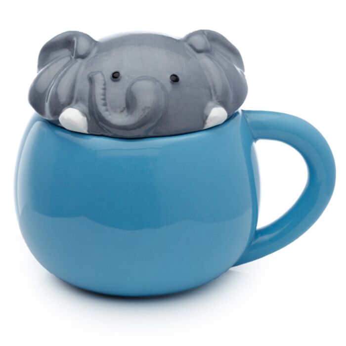 Cană cu Capac Decorat - Elefant - Animale Drăguțe