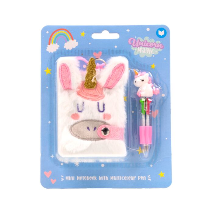 Mini Caiet A7 din Pluș cu Pix Multicolor (4 culori) - Unicorn Magic