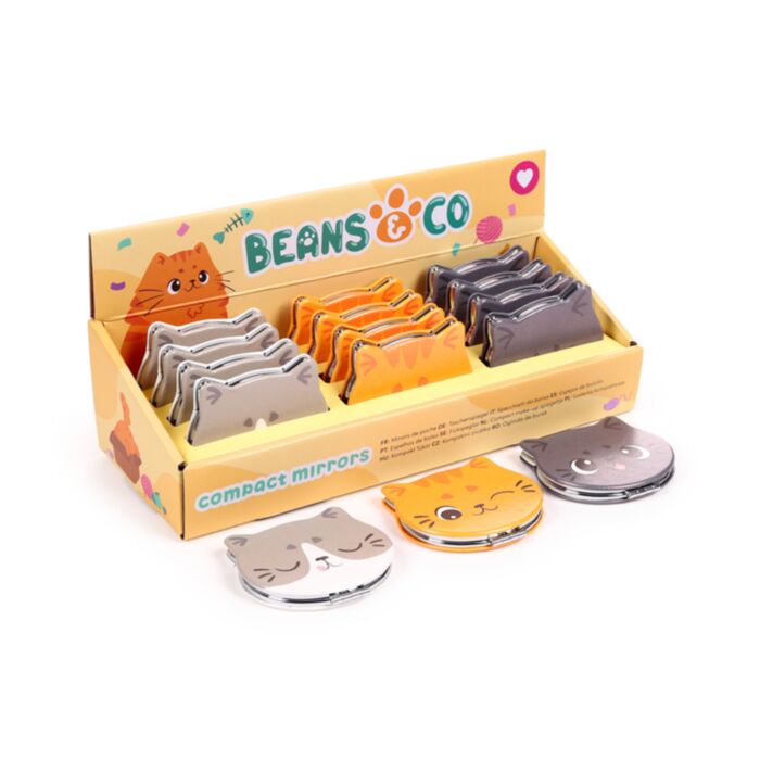 Oglindă de Poșetă din Piele sintetică - Pisici Beans & Co