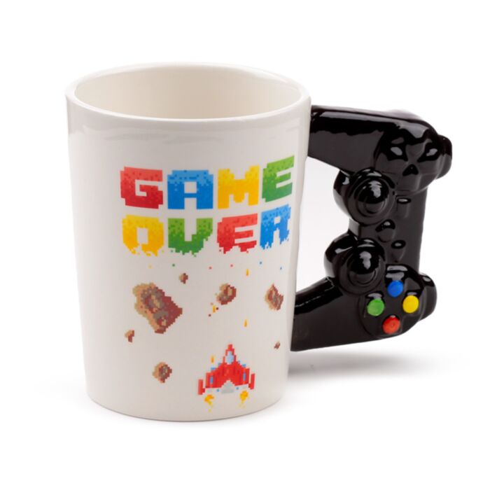 Cană cu Toartă în Formă de Joystick - Game Over Pixelat