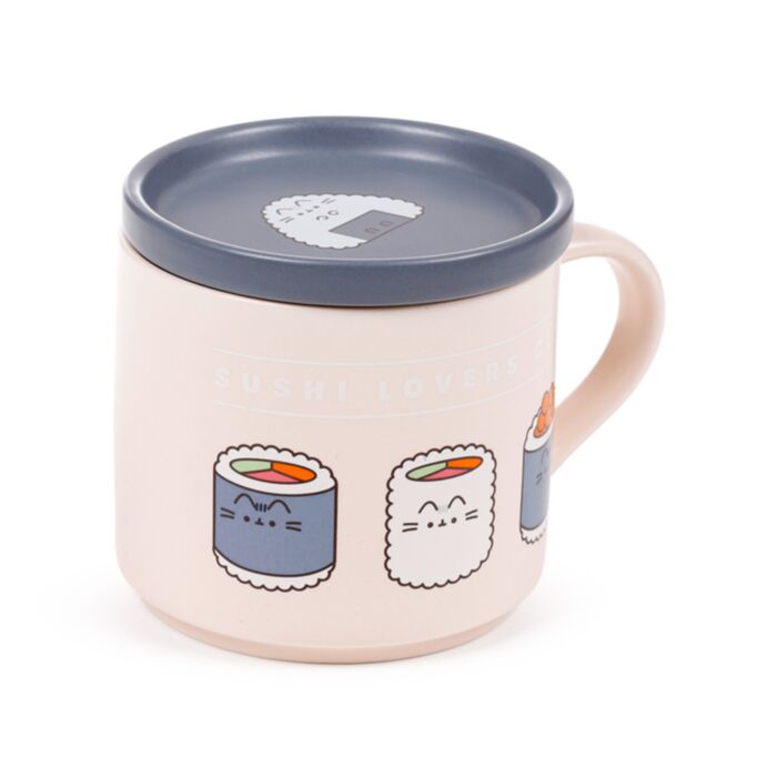 Set cu Cană în Porțelan și Suport/Capac - Pisica Pusheen - Sushi