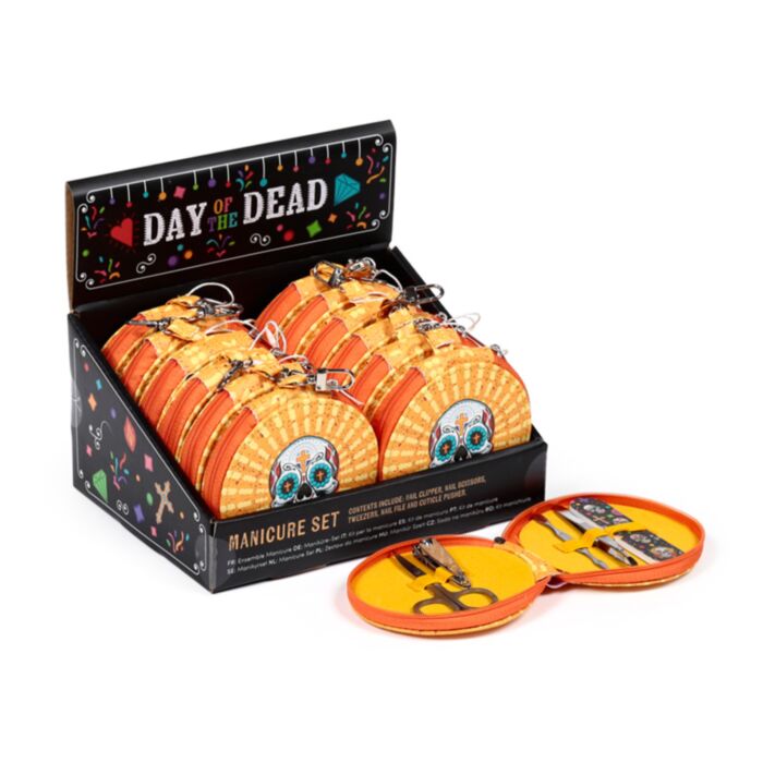 Trusă Rotundă cu Set de Manichiură - Dia de los Muertos