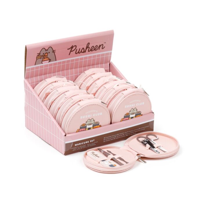 Trusă Rotundă cu Set de Manichiură - Pisica Pusheen - Sushi