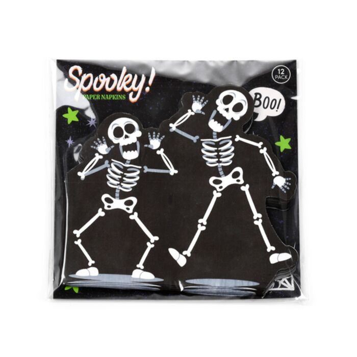Șervețele 3 Straturi - Pachet de 12 - Scheletru de Halloween