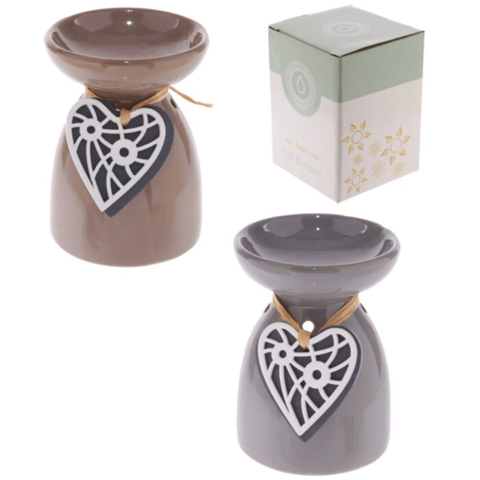 Difuzor de Esențe în Ceramică - Inimă din Lemn