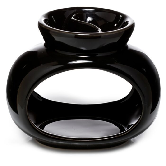 Suport Ceramică pentru Esențe - Oval - Dublă Farfurie - Negru - Eden