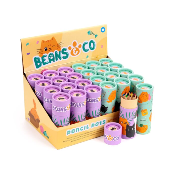 Tub cu Creioane Colorate - 12 Bucăți - Beans & Co