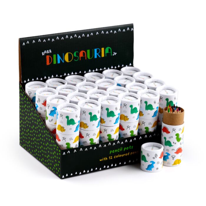 Tub cu Creioane Colorate - 12 Bucăți - Dinosauria