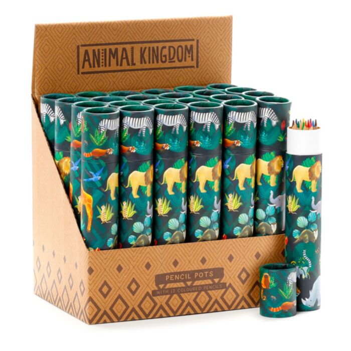Tub cu 12 Creioane Colorate - Regatul Animalelor - Animal Kingdom