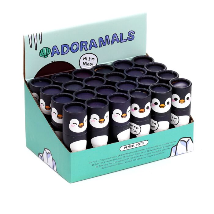 Tub cu Creioane Colorate - 12 Bucăți - Pinguin