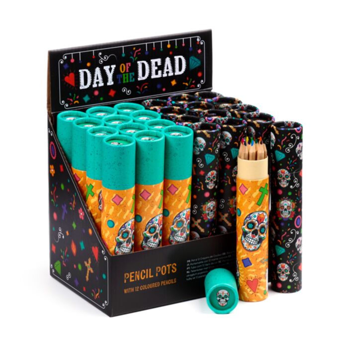 Tub cu 12 Creioane Colorate - Dia de los Muertos