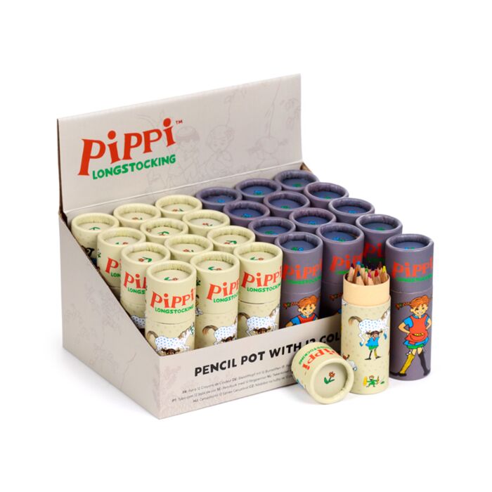 Tub cu Creioane Colorate - 12 Bucăți - Pippi Longstocking