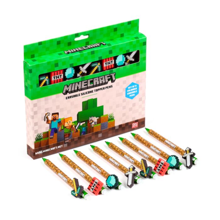 Set de 8 Pixuri care se Șterg cu Decorație - Obiecte Minecraft