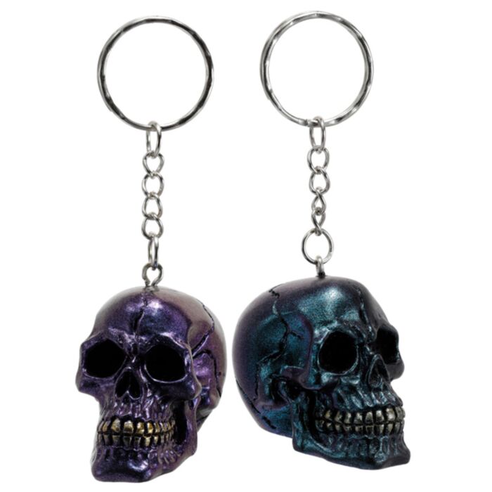 Breloc din Rășină - Cranii și Trandafiri Metalici - Skulls & Roses