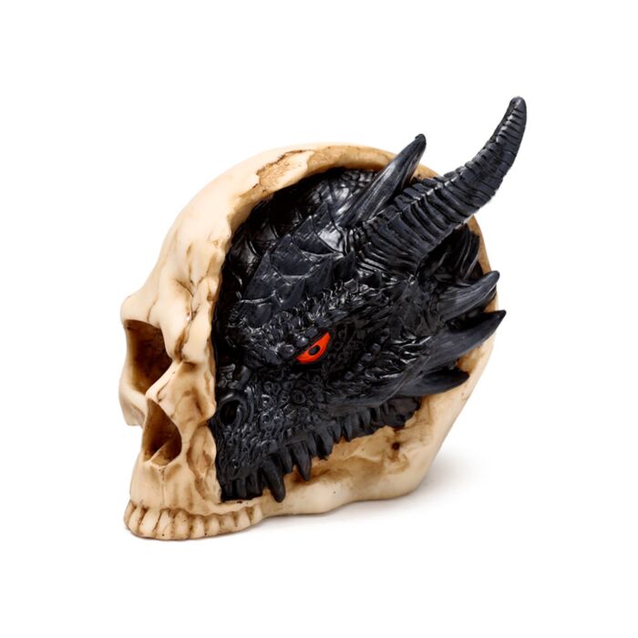 Craniu cu Jumătate de Cap de Dragon Negru - Small