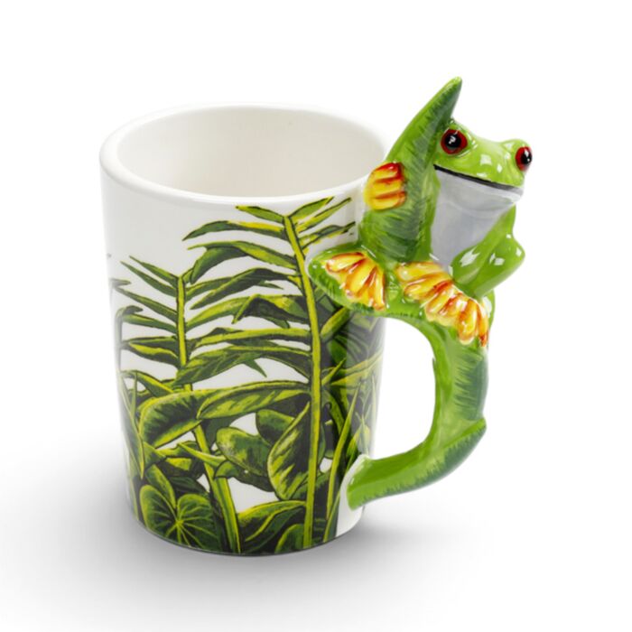 Cană cu Toartă în Formă de Broască Tropicală