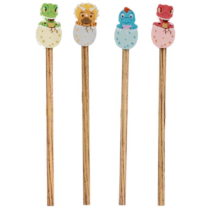 Set Creion și Radieră - Ou cu Pui de Dinosaur