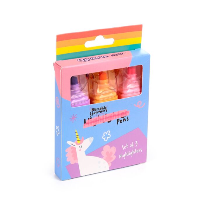 Set de 3 Markere cu Capac cu Forme - Unicorn