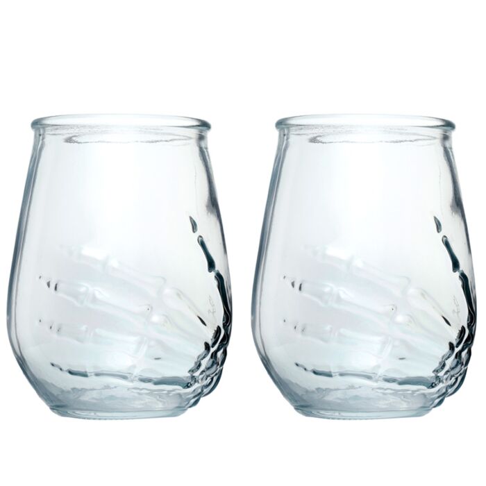 Set 2 Pahare din Sticlă 550ml - Mână Scheletru