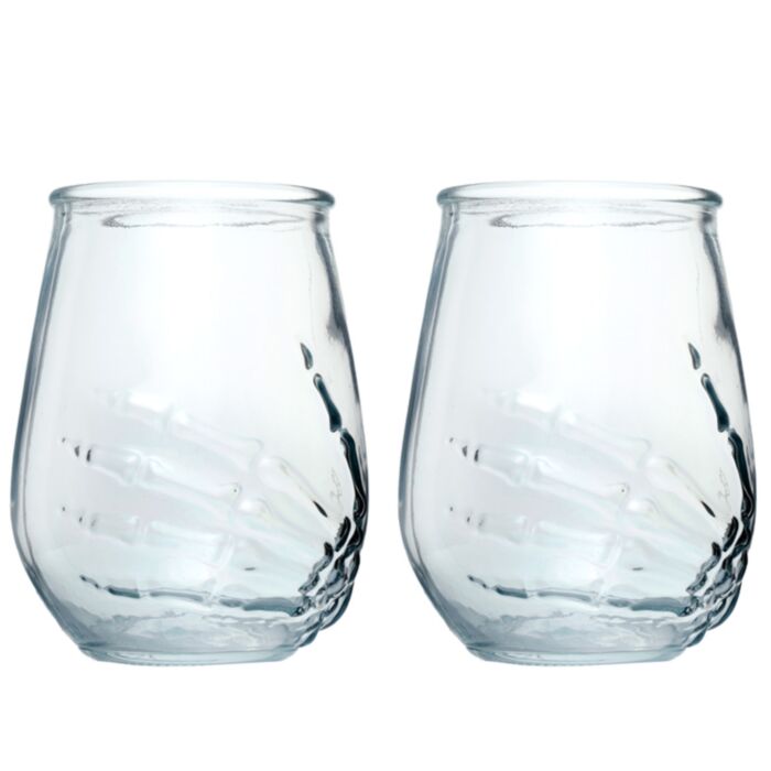 Set 2 Pahare din Sticlă 550ml - Mână Scheletru