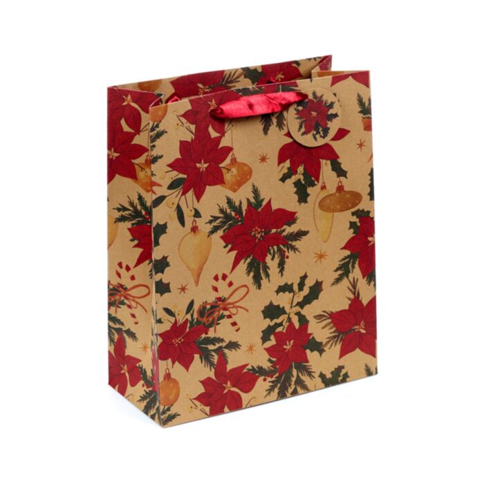 Pungă Cadou L - Floral de Crăciun - Christmas Botanicals