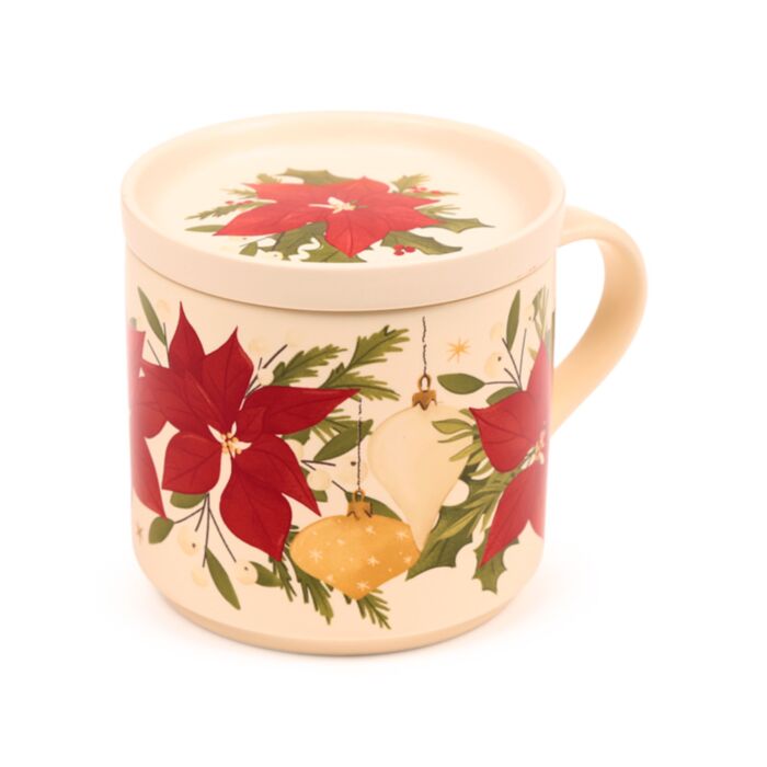 Set cu Cană în Porțelan și Suport/Capac - Christmas Botanicals