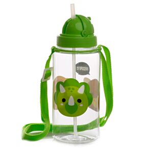 Sticlă pentru Copii cu Pai 450ml - Dinosaur - Adoramals
