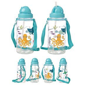 Sticlă pentru Copii cu Pai 450ml - Animale Marine