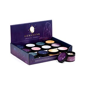 Lumânare în Ceară de Soia - în Cutie - Bucăți de pietre prețioase