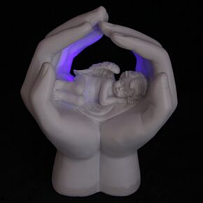 Heruvim Culcat în Mâini cu LED