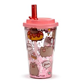 Pahar Rezistent la Spargere cu Pai - Pisica Pusheen - Foodie