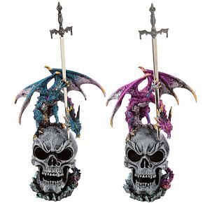 Dragon cu Sabie și Craniu - Roz și Albastru Dragon cu Sabie și Craniu - Roz și Albastru