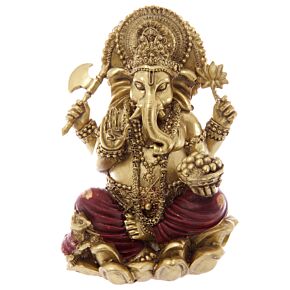 Decorație - Ganesh Auriu și Roșu 16cm Decorație - Ganesh Auriu și Roșu 16cm