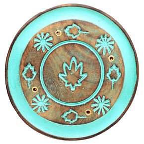 Arzător de bețișoare de tămâie - Frunze - Rotund - Verde