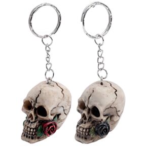 Breloc din Rășină - Craniu cu Trandafir - Skulls & Roses