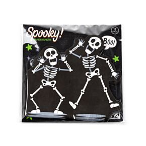 Șervețele 3 Straturi - Pachet de 12 - Scheletru de Halloween