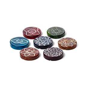 Arzător de bețișoare de tămâie din steatit - Chakra - Rotund Arzător de bețișoare de tămâie din steatit - Chakra - Rotund